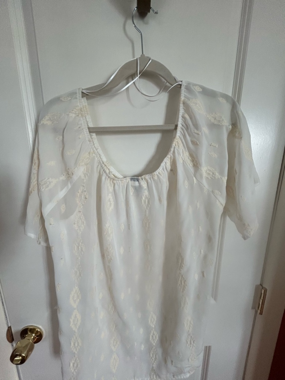 Light Cream Sheer Peasant Blouse - Women's Top